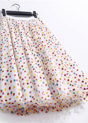 White Dot Print Tulle Holiday Skirts Exra Large Hem Spring