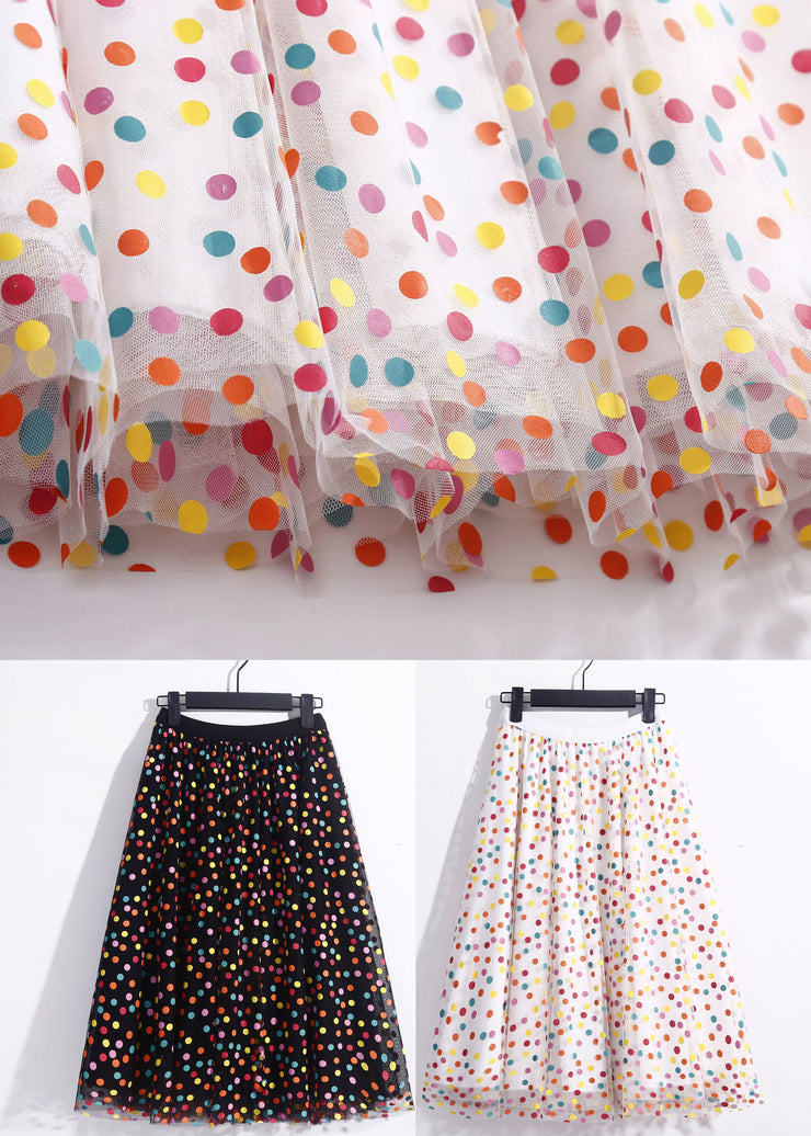 White Dot Print Tulle Holiday Skirts Exra Large Hem Spring