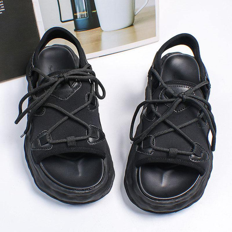 White Faux Leather Walking Sandals Cross Strap Water Sandals - SooLinen
