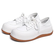 White Flat Shoes Faux Leather Casual Cross Strap Flat Feet Shoes - SooLinen