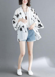 White Loose Embroideried Summer Cardigan Long Sleeve - SooLinen