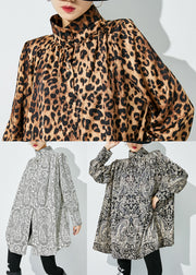 White Print Shirt Tops Stand Collar Oversized Spring