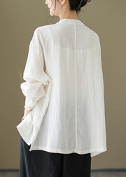 White Stand Collar Shirt Long Sleeve