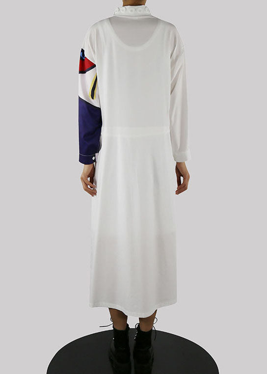 White Streetwear Shirt Dresses Button Spring