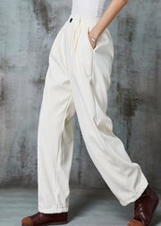 White Warm Fleece Corduroy Harem Pants Oversized Spring