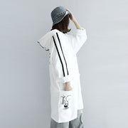 White hoodies oversized women plus size winter dresses casual pullover