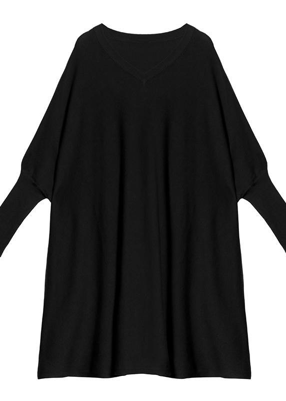 Winter v neck Batwing Sleeve Sweater weather Women chocolate Largo knitted dress - SooLinen