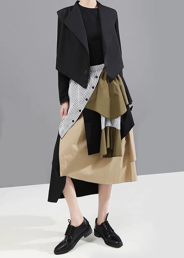 Woman Patchwork Asymmetrical Skirt - SooLinen