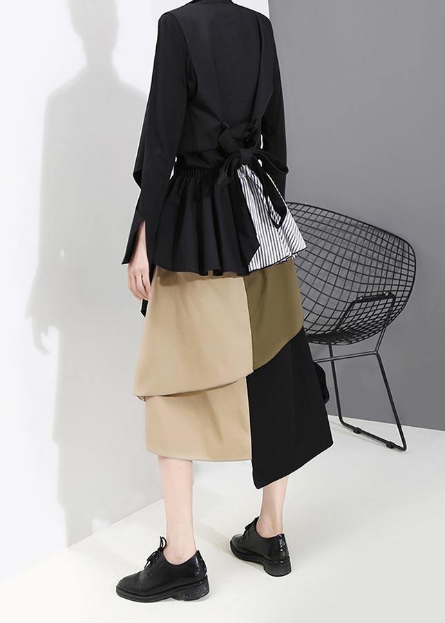 Woman Patchwork Asymmetrical Skirt - SooLinen