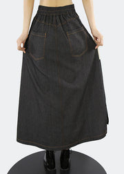 Women Apricot elastic waist Patchwork pleated Skirts Spring