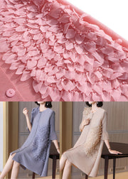 Women Beige Floral Wrinkled Button A Line Dress Summer