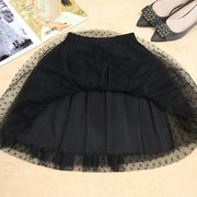 Women Black Dot tulle Box Pleats Skirts Summer