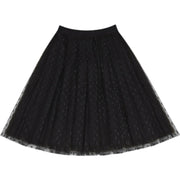 Women Black Dot tulle Box Pleats Skirts Summer