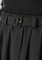Women Black Exra Large Hem Cotton Skirt Fall