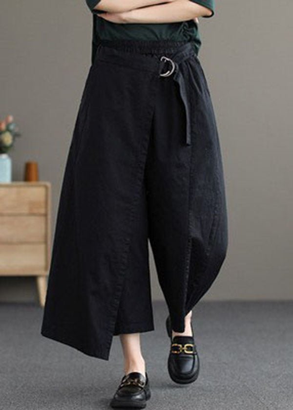 Damen Schwarz Streetwear Asymmetrisches Design Taschen Baumwollhose Sommer