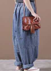 Damen Blau Cinched Pockets Jeanshose Frühling