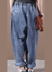 Damen Blau Cinched Pockets Jeanshose Frühling