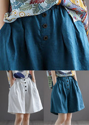 Women Blue Elastic Waist Solid Shorts Summer
