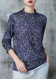 Women Blue Print Cotton Shirt Spring