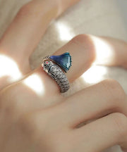 Women Blue Sterling Silver Enamel Rings