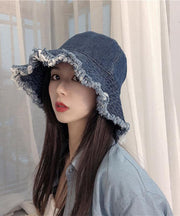Women Blue Tassel Denim Holiday Bucket Hat