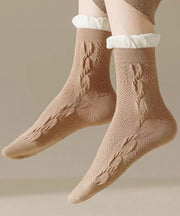 Women Boutique Jacquard Ruffles Cotton Crew Socks