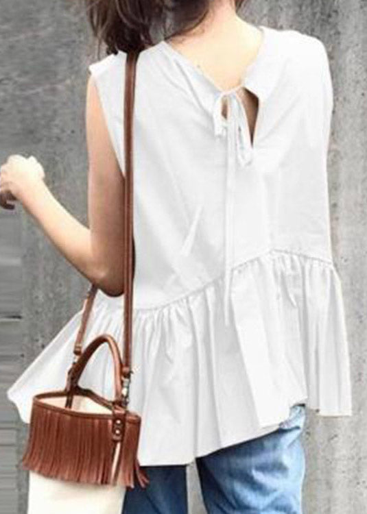 Women Camel O-Neck Ruffled Patchwork Solid Tops Summer