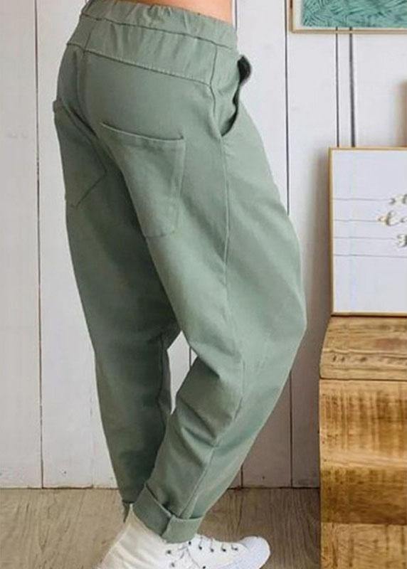 Women Casual Loose Elastic Waist Harem Trousers Long Solid Pants - SooLinen
