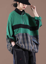 Women Casual Spring Simple Tunic Green Tops - SooLinen