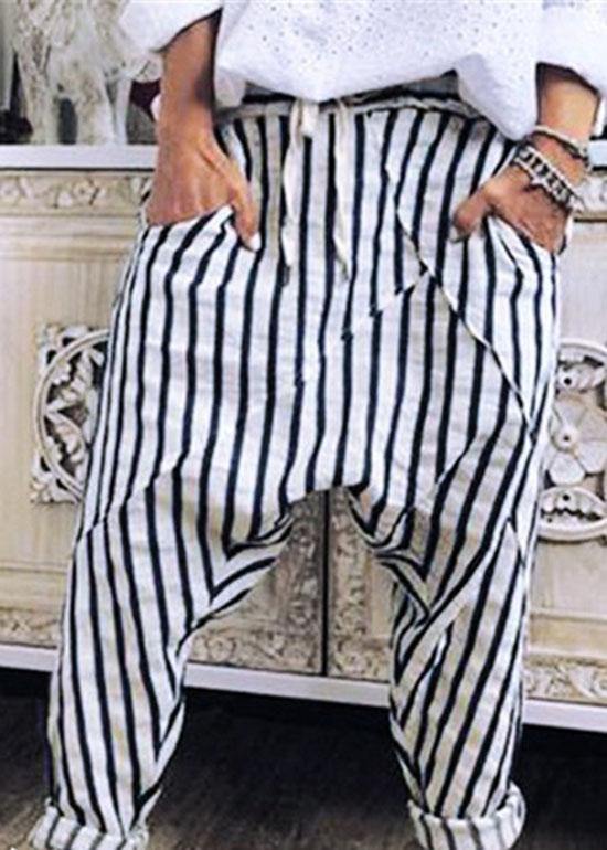 Women Casual Striped Elastic Waist Trouser Pants - SooLinen