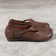 Women Chocolate Flat Shoes For Women Cowhide Leather - SooLinen