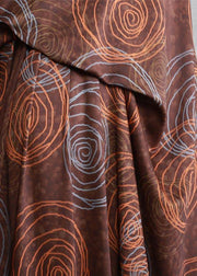 Women Chocolate Print Quilting Clothes O Neck Asymmetric Plus Size Spring Dresses - SooLinen
