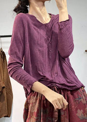 Women Chocolate V Neck Wrinkled Layered Cotton Shirt Top Fall