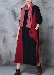 Women Colorblock Asymmetrical Patchwork Cotton Robe Dresses Spring