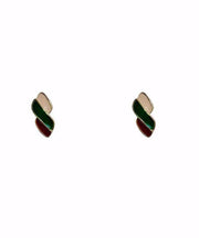 Women Colorblock Sterling Silver Alloy Drop Glaze Geometric Stud Earrings