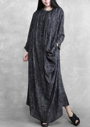 Women Dark Gray Linen Maxi Dress Spring Outfits - SooLinen