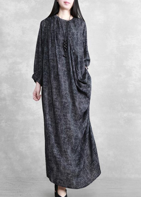 Women Dark Gray Linen Maxi Dress Spring Outfits - SooLinen