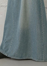 Damen Denim Hellblaue Knöpfe Reißverschluss Seitentaschen Knöchellange Lässige Röcke