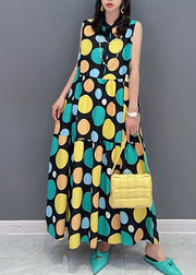 Women Dot Print Patchwork Maxi Dress Summer