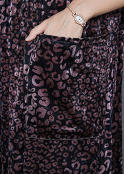 Women Dull Purple High Neck Print Silk Velour Dress Spring
