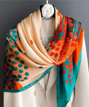 Women Elegant Colorblock Print Silk Scarf