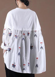 Women Embroidery Spring Chic Tunic White Top - SooLinen