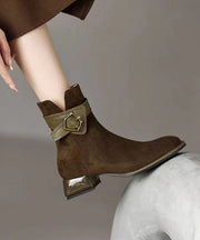 Women Fashion Splicing Chunky Boots Black Suede
