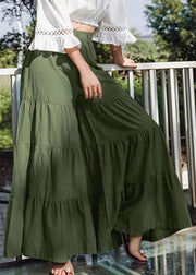 Women Flare Swing Wide Leg Pants Casual High Waist Culottes Skirt - SooLinen