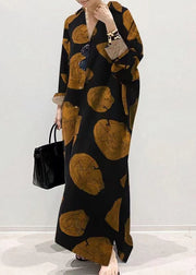 Frauen-Blumendruck-beiläufiges lockeres langärmliges Maxi-Hemdkleid mit Knopfleiste und Tasche