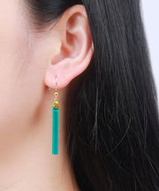 Damen-Ohrringe aus grünem 14-karätigem Gold mit Türkis