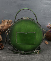 Women Green Animal Jacquard Calf Leather Satchel Handbag