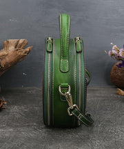Women Green Animal Jacquard Calf Leather Satchel Handbag