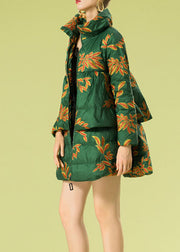 Women Green Embroidered warm Duck Down Winter Coats