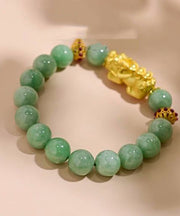Women Green Overgild Jade A Mythical Wild Animal Bracelet